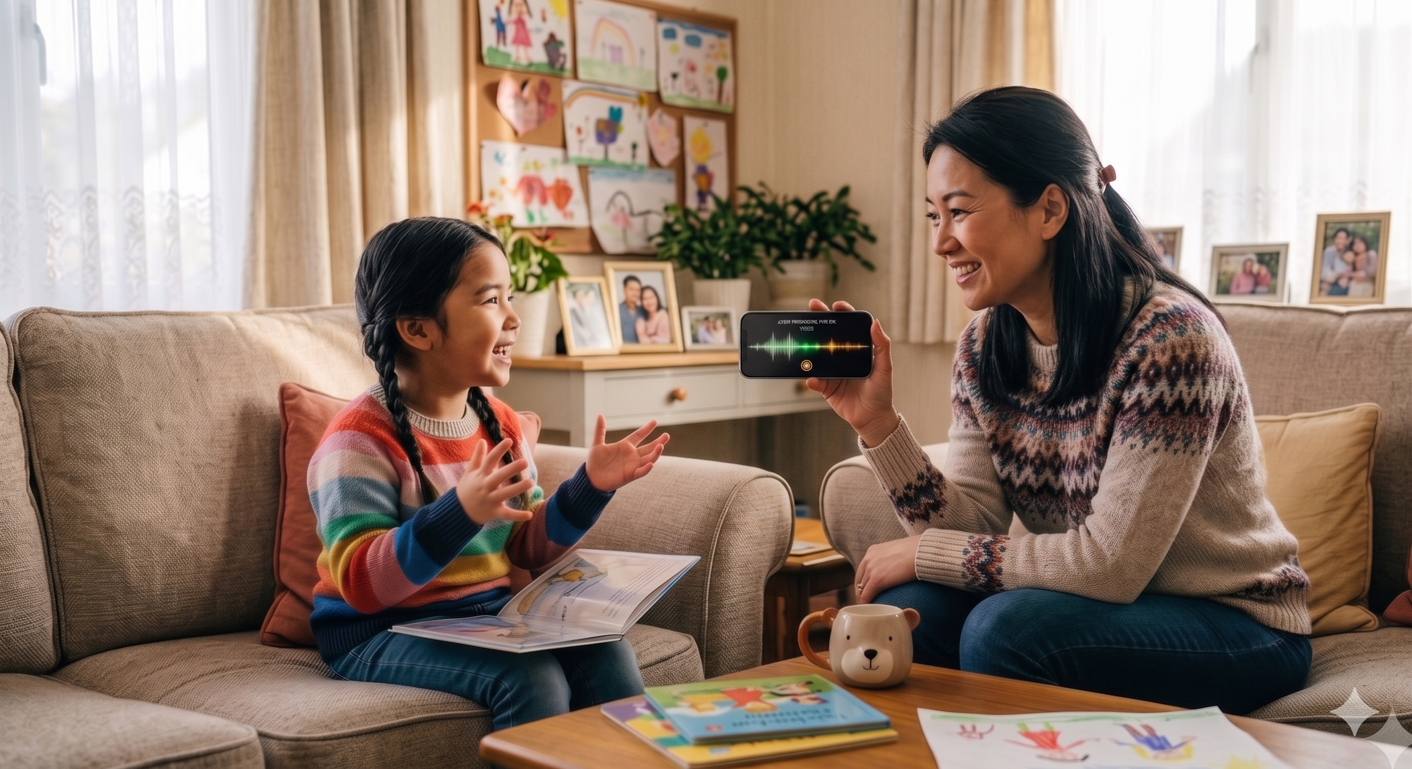 A mother and daughter recording together
